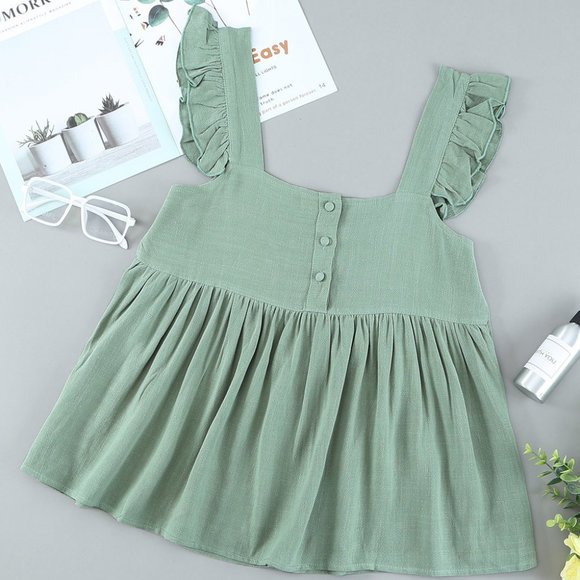 Flutter Shoulder Babydoll Top - Picture 3 of 3